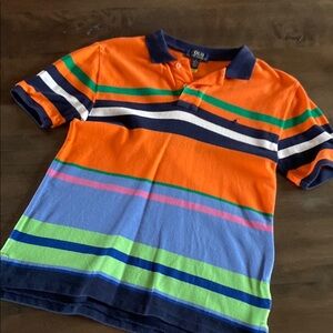 Kids Polo by Ralph Lauren Orange and Blue Striped Polo Shirt